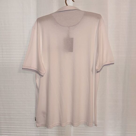 Ted Baker 6/XL White Blue Short Sleeve Cotton Blend Lightweight Polo - Picture 8 of 15